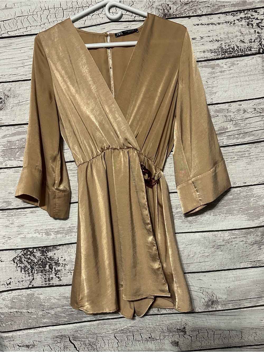 Zara Metallic Tan Wrap Romper